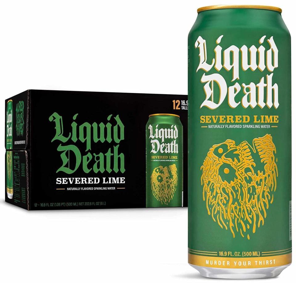 liquid death lime sparkling water, liquid death review