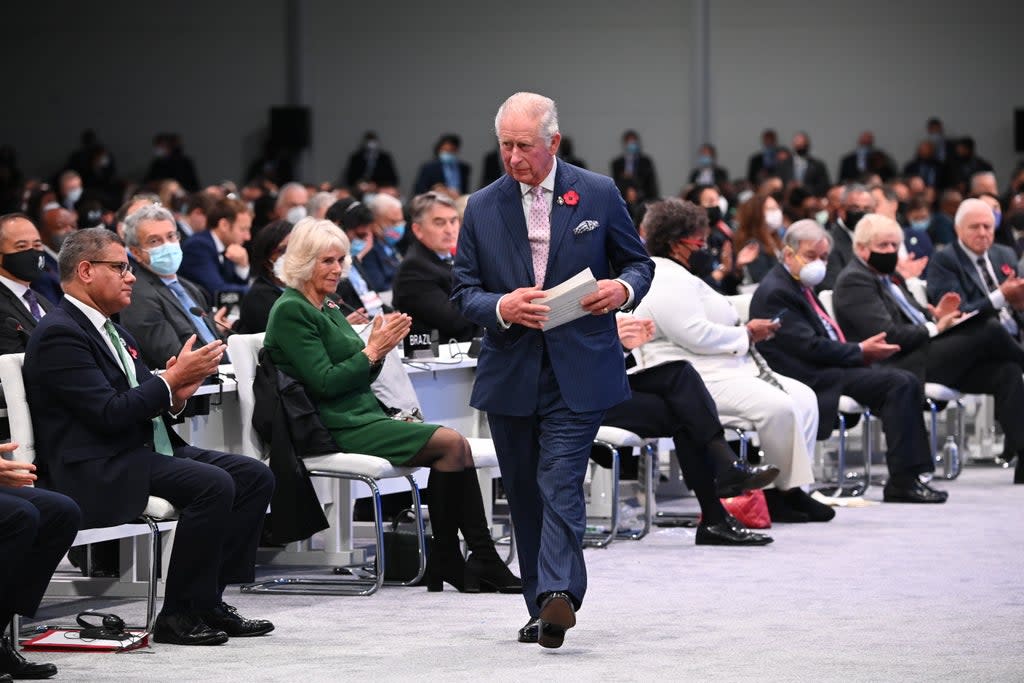 The Prince of Wales before speaking during the opening ceremony for the Cop26 summit at the Scottish Event Campus (SEC) in Glasgow (Jeff J Mitchell/PA) (PA Wire)