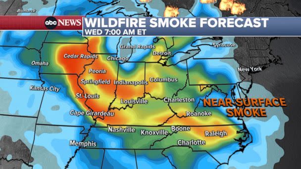 PHOTO: Wildfire Smoke Forecast, Wed. 7AM (ABC News)