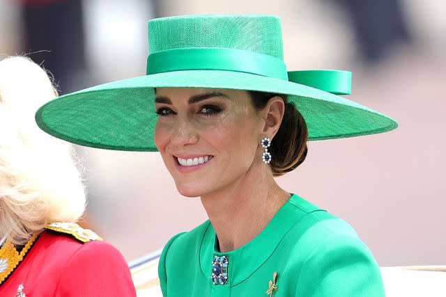 <p>Chris Jackson/Getty Images</p> Kate Middleton travels by carriage at Trooping the Colour on June 17, 2023.