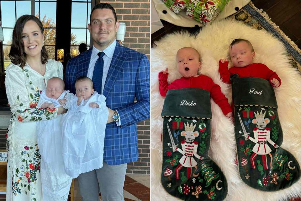 <p>Ryan Kelly / Instagram; Emma Kelly</p> Ryan Kelly and wife Emma celebrate twin sons