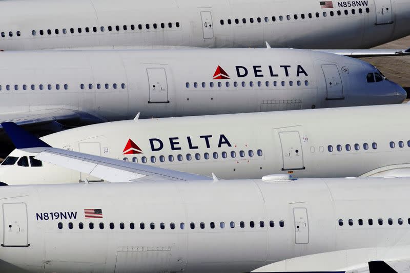 Delta Air Lines passenger planes parked in Birmingham