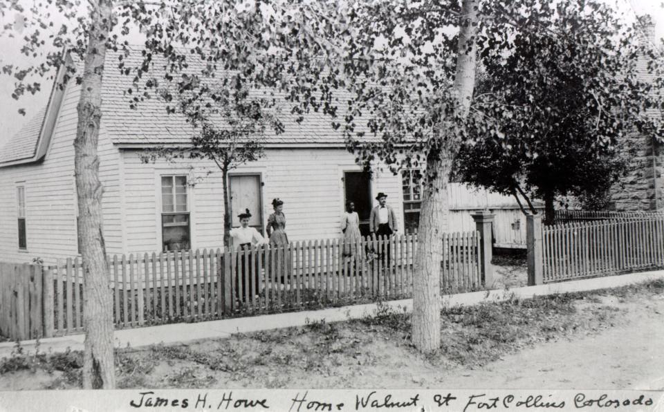 James and Eva Howe lived at this little white house on Walnut Street until their deaths on April 4, 1888. The house, pictured here in 1892, was later moved to a neighborhood near City Park. Its original site is now home to Illegal Pete's.