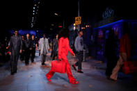 Models present creations by designer Virgil Abloh as part of his Fall/Winter 2019-2020 collection show for fashion house Louis Vuitton during Men's Fashion Week in Paris, France, January 17, 2019. REUTERS/Gonzalo Fuentes