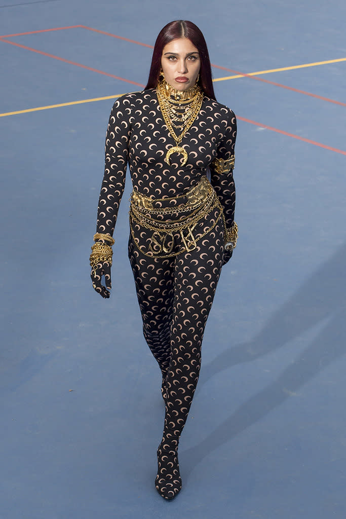 Lourdes Leon walks the runway for Marine Serre spring 2023 show during Paris Men Fashion Week. - Credit: Splash