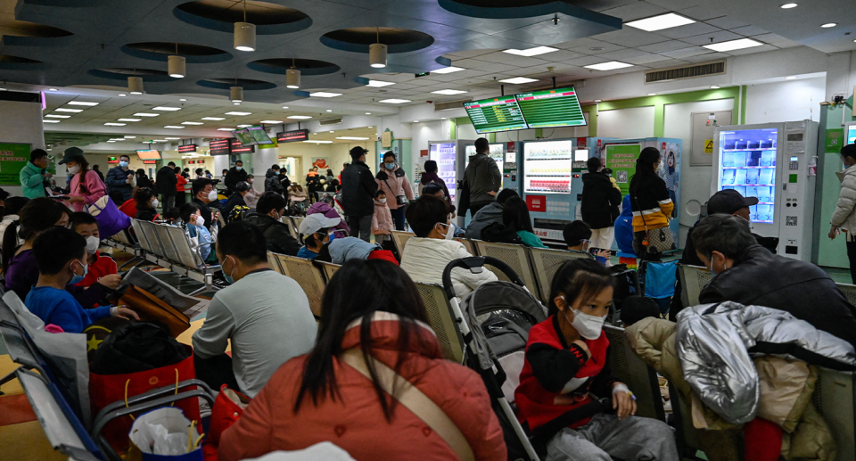 Beijing hospitals are pictured here in November packed with people. Source: Associated Press. 