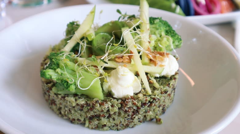 Bowl of quinoa and pesto