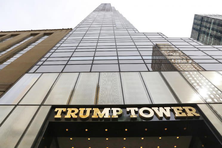 Donald Trump's controversial campaign may be causing problems for some properties that bear his name, like Trump Tower in Manhattan. (Photo: Mark Lennihan/AP)