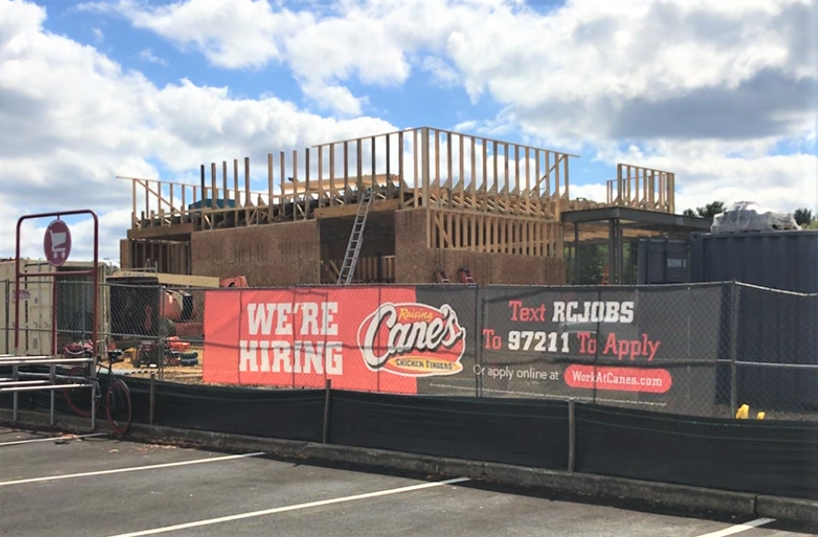 Raising Cane's already is in hiring mode for its coming Deptford Township restaurant, which is under construction on Deptford Center Road. The township approved the site plan in January 2023 PHOTO: Oct. 5, 2023.