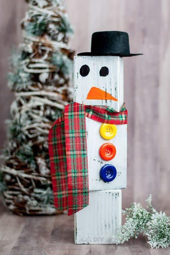 Wood Block Snowman