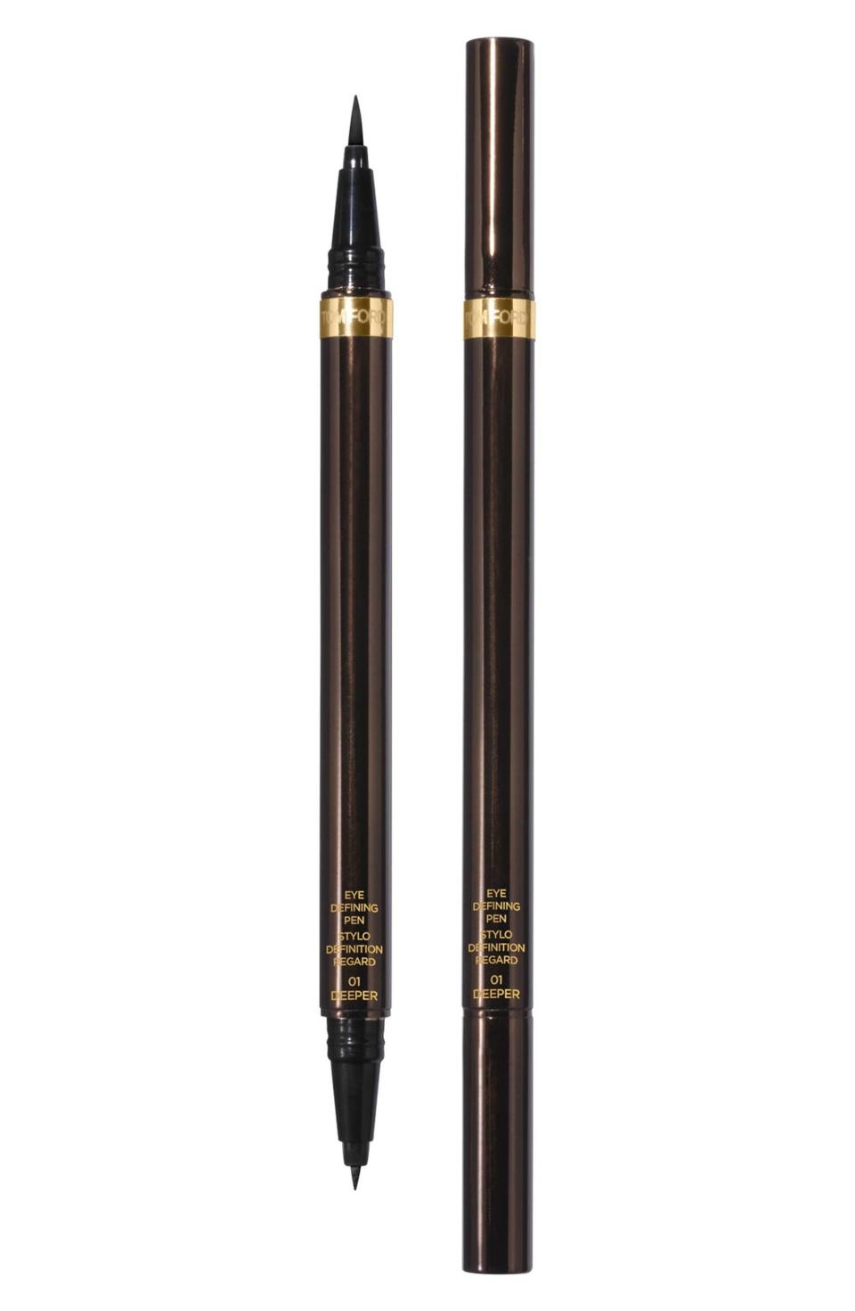 <p>Felt tip or brush tip, felt tip or brush tip - the eternal liner pen question. But why choose when you could just as easily have both with this double-ended version. </p><p><strong>Tom Ford</strong> Eye Defining Pen, $57, sephora.com. </p><p><a rel="nofollow noopener" href="https://www.sephora.com/product/eye-defining-pen-P422571" target="_blank" data-ylk="slk:SHOP;elm:context_link;itc:0;sec:content-canvas" class="link ">SHOP</a><br></p>