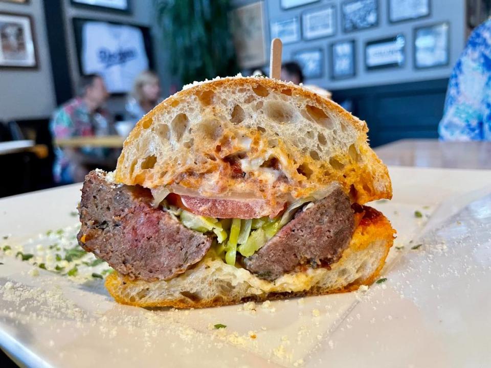 Sampino’s Kitchen at Joe Marty’s sells a few Sampino’s Towne Foods sandwiches, such as the famous meatball on ciabatta.