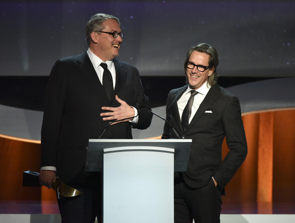 Mandatory Credit: Photo by Rob Latour/Variety/REX/Shutterstock (5586621au) Adam McKay and Charles Randolph 68th Annual Writers Guild Awards, show, West Coast Ceremony, Los Angeles, America - 13 Feb 2016