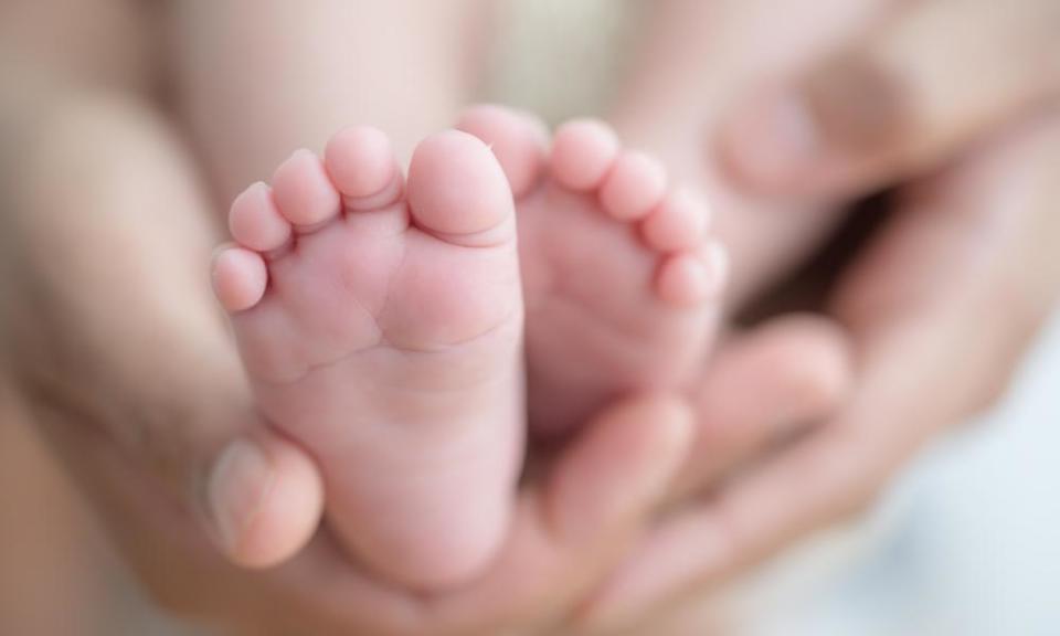 A newborn baby's feet