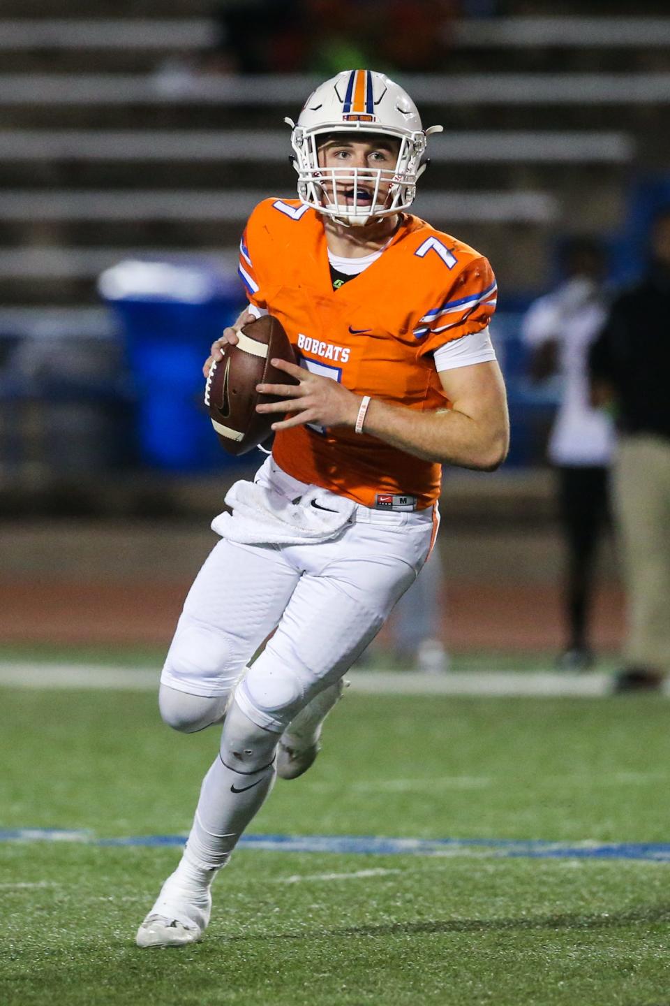 Central's Maverick McIvor looks to pass the ball against Tascosa Friday, Nov. 10, 2017, at San Angelo Stadium.