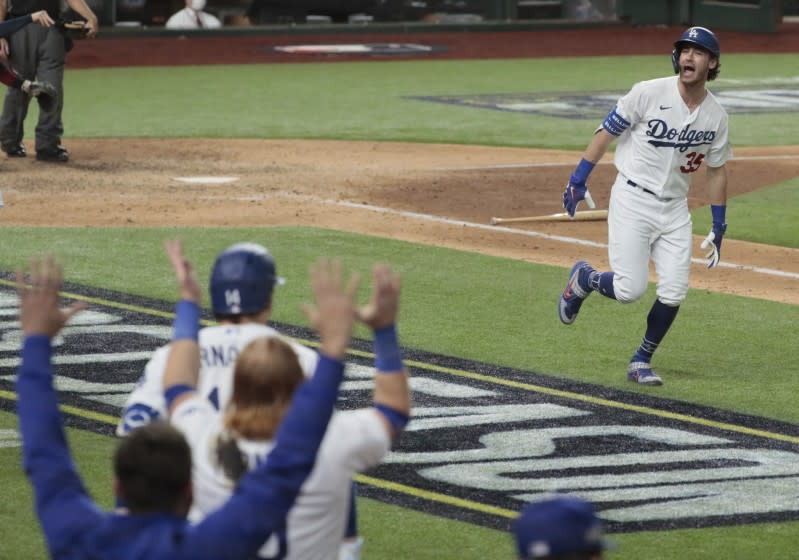 Arlington, Texas, Sunday, October 18, 2020. Los Angeles Dodgers center fielder Cody Bellinger.