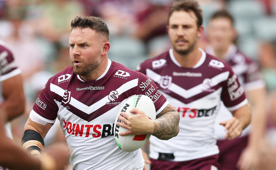 Nathan Brown, pictured here in action for Manly.