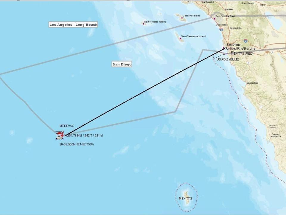 Coast Guard medevacs a 82-year-old man from a cruise ship approximately 270 miles off the San Diego coast, Oct. 17, 2022.