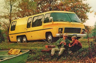 <p>Built from 1973 to 1978, the GMC Motorhome was available in both 7m and 7.9m lengths. Earlier variants had the 7.5-litre V8 from the Oldsmobile Toronado while later models used a less powerful 6.6-litre from the Buick Riviera; all variants were front-wheel drive. Like other RVs of the era, buyers could choose from an array of interesting colours such as Camel, Bittersweet (burnt orange), Parrot Green, Pineapple Yellow and Sky Blue.</p>
