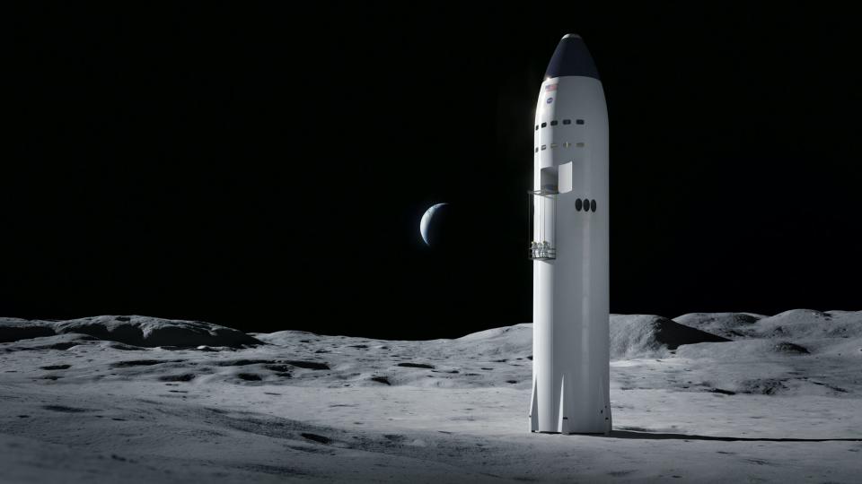 spacex illustration starship spaceship moon lunar surface landing artemis program nasa