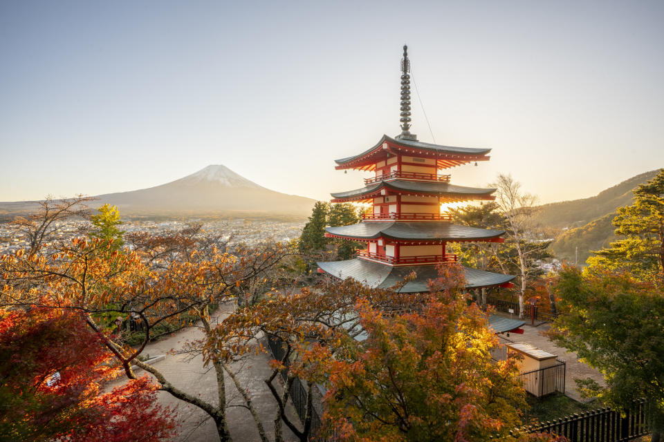 Aerial view of a landmark in Japan