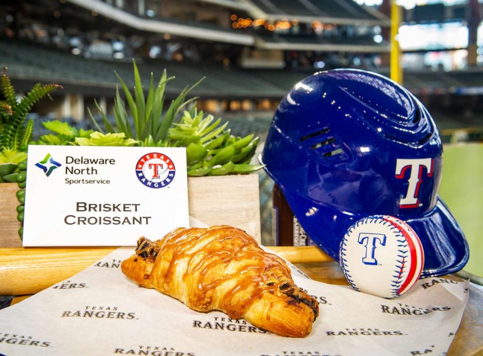 PHOTO: A new brisket-filled croissant with BBQ sauce glaze. (Texas Rangers)