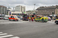 Rescue personnel cordon the place where several people were stabbed, at Turku Market Square, Finland August 18, 2017. LEHTIKUVA/Roni Lehti via REUTERS