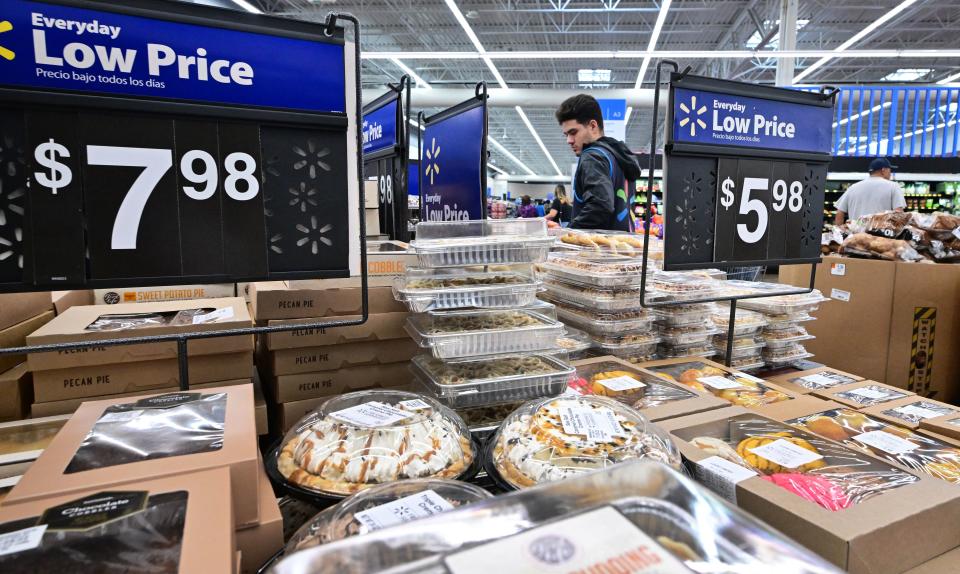 Deserts are seen for sale at a Walmart store in Rosemead, California on November 22, 2022. - Inflation in the United States has soared to the highest levels in recent decades, leading the Federal Reserve to embark on an aggressive campaign to cool the world&#39;s biggest economy. (Photo by Frederic J. BROWN / AFP) (Photo by FREDERIC J. BROWN/AFP via Getty Images)