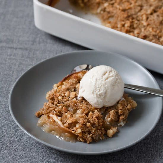 Apple Crisp with Sweet Ginger and Macadamia Nuts