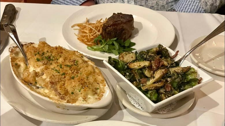 steak and sides on table