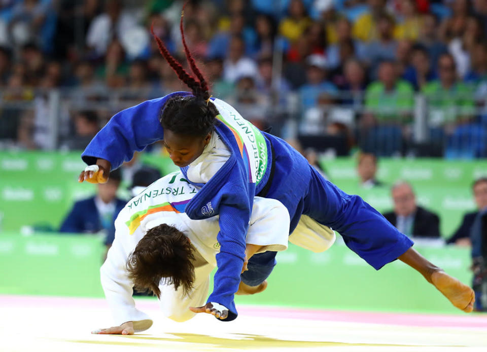 <p>French braids</p><p>French judoka Clarisse Agbegnenou lets her braids fly as she competes with Tina Trstenjak of Slovenia in the women’s 63 kg final. (Photo: Reuters/Kai Pfaffenbach)</p>