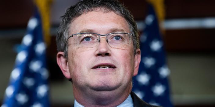 Thomas Massie speaks at a news conference