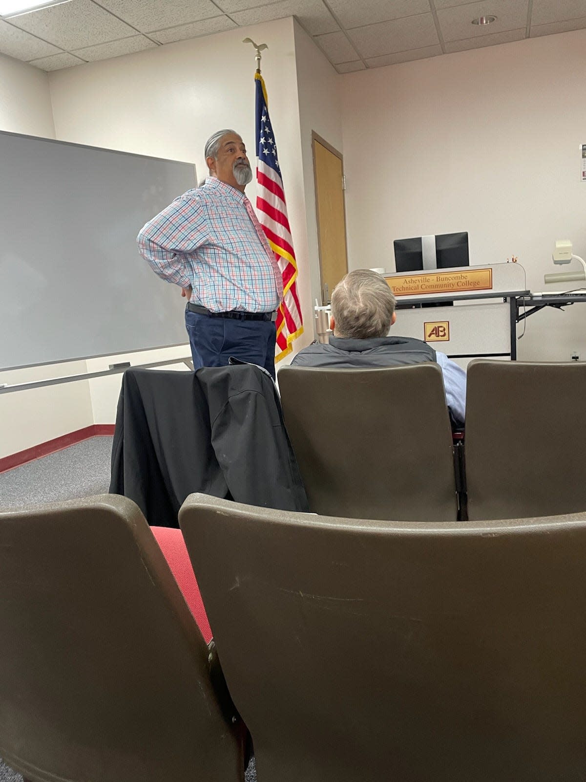 Charles George Veterans Administration Hospital Chief of Staff Dr. Ashfaq Ahsanuddin was one of the speakers at a presentation that concluded the veterans health benefit fair held in Marshall April 6.
