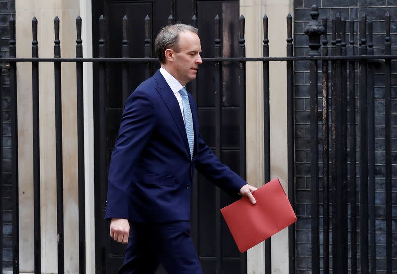 Members of Britain's cabinet meet at Downing Street in London