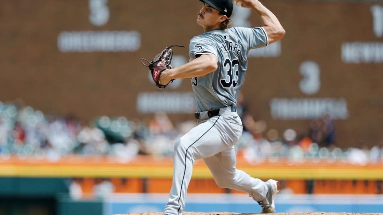 <div>DETROIT, MI - JUNE 22: Drew Thorpe #33 of the Chicago White Sox pitches against the Detroit Tigers during the sixth inning at Comerica Park on June 22, 2024 in Detroit, Michigan. (Photo by Duane Burleson/Getty Images)</div> <strong>(Getty Images)</strong>