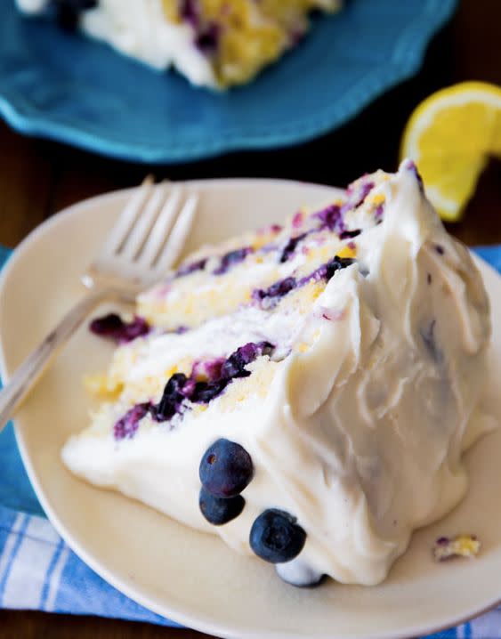 <strong>Get the <a href="http://sallysbakingaddiction.com/2014/02/09/lemon-blueberry-layer-cake/" target="_blank">Lemon Blueberry Layer Cake</a>&nbsp;recipe&nbsp;from Sally's Baking Addiction</strong>