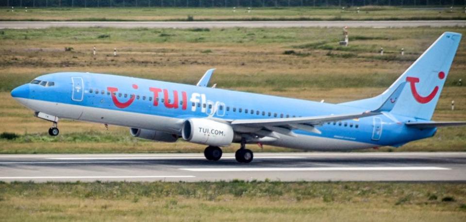 A Boeing 737-800 aircraft of German carrier Tui Fly takes off from the international airport in Duesseldorf, Germany in 2020.