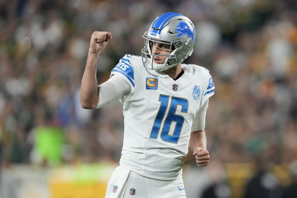 Jared Goff and the Detroit Lions blew out the Packers in a key NFC North game on Thursday night. (Photo by Patrick McDermott/Getty Images)