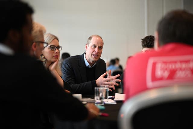 The Prince of Wales during a visit to a Homewards Sheffield Local Coalition meeting, at the Millennium Gallery, Sheffield (Oli Scarff/PA)