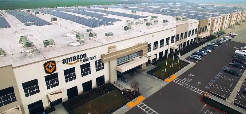 An Amazon fulfillment building.