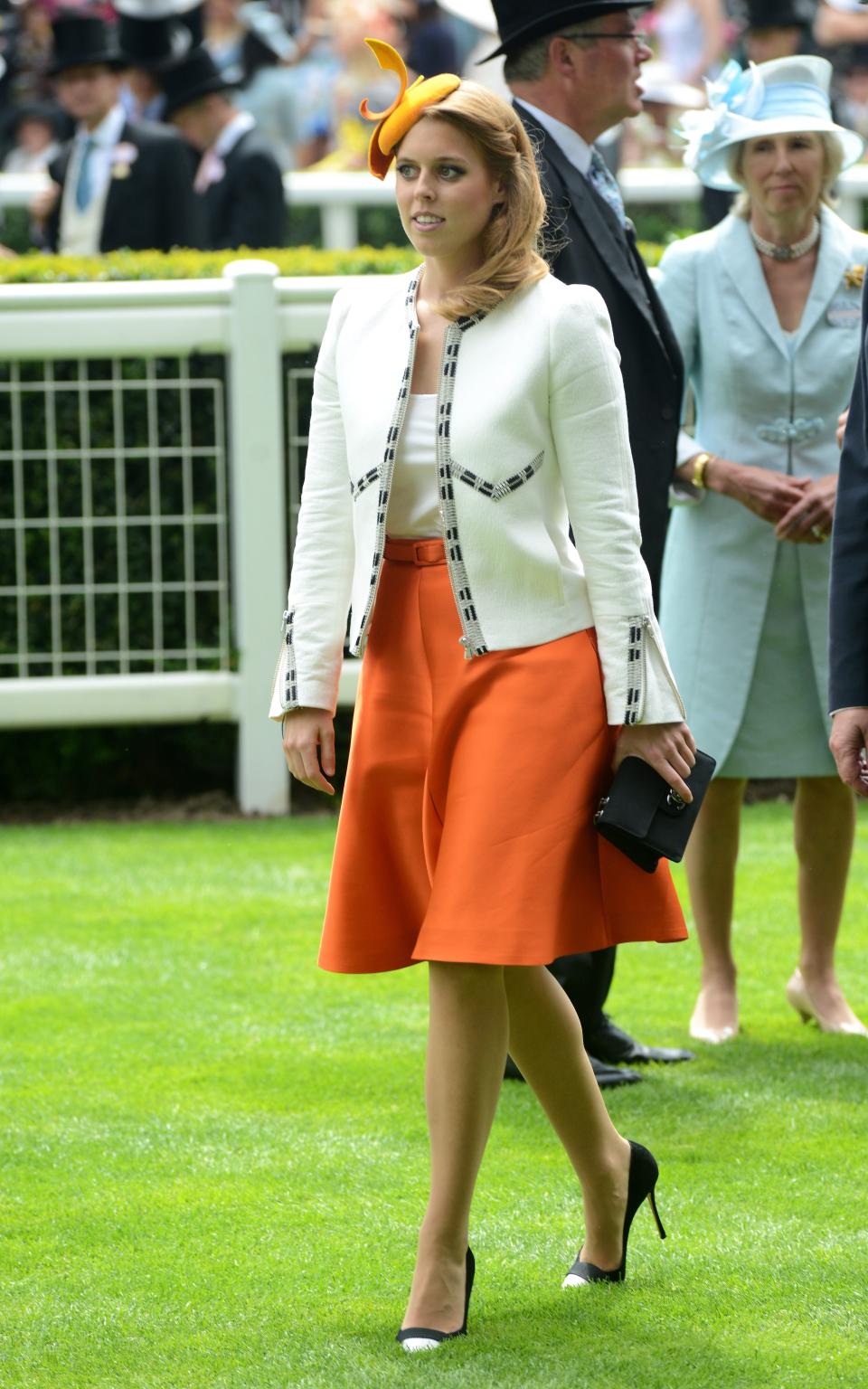 Princess Beatrice of York is seen about to present the Ribblesdale Stakes trophy during day three of Royal Ascot - Getty