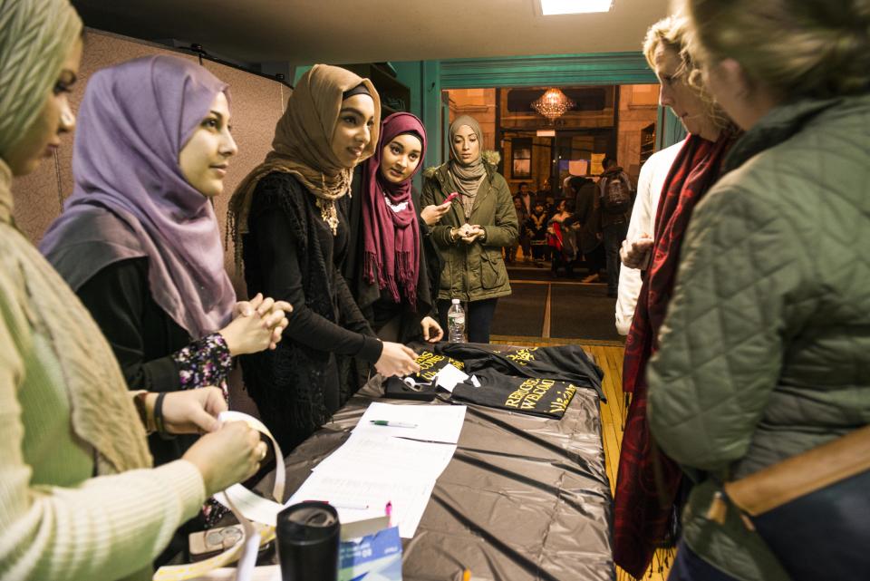 UNION CITY, NJ - DECEMBER 20:  Syrian refugees are welcomed to the United States at a party in their honor at the North Hudson Islamic Educational Center in Union City, New Jersey on Sunday Dec. 20, 2015. (Photo by Damon Dahlen, Huffington Post) *** Local Caption *** 