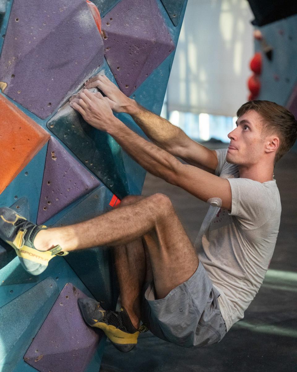 Cooper Myers is able to do activity more easily now that he has a correct diabetes diagnosis. He joined Austin Bouldering Project to meet new people when he moved to Austin in 2022.