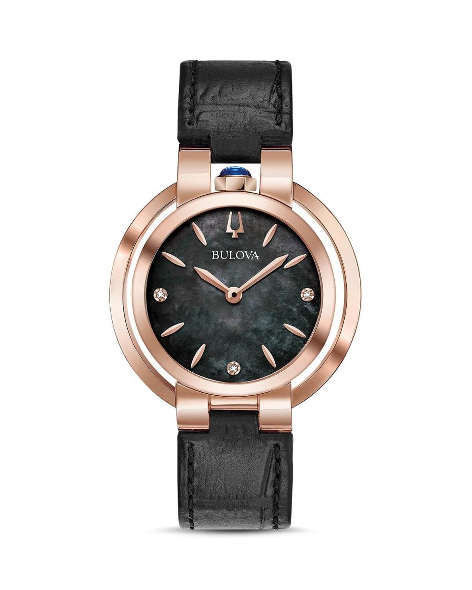 Bulova Rubaiyat Black Leather Strap Watch