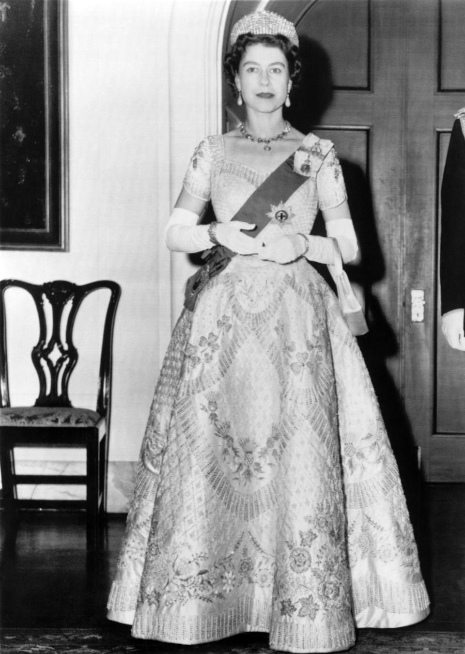 Queen Elizabeth II is pictured here in 1957 before attending the official ceremonies that would begin Canada's 23rd Parliament in Ottawa. (Photo via Getty Images)