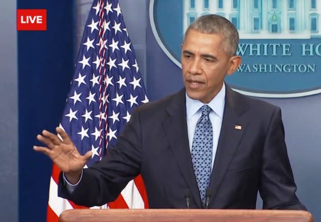 President Barack Obama takes questions during his final White House press conference. (White House via YouTube)