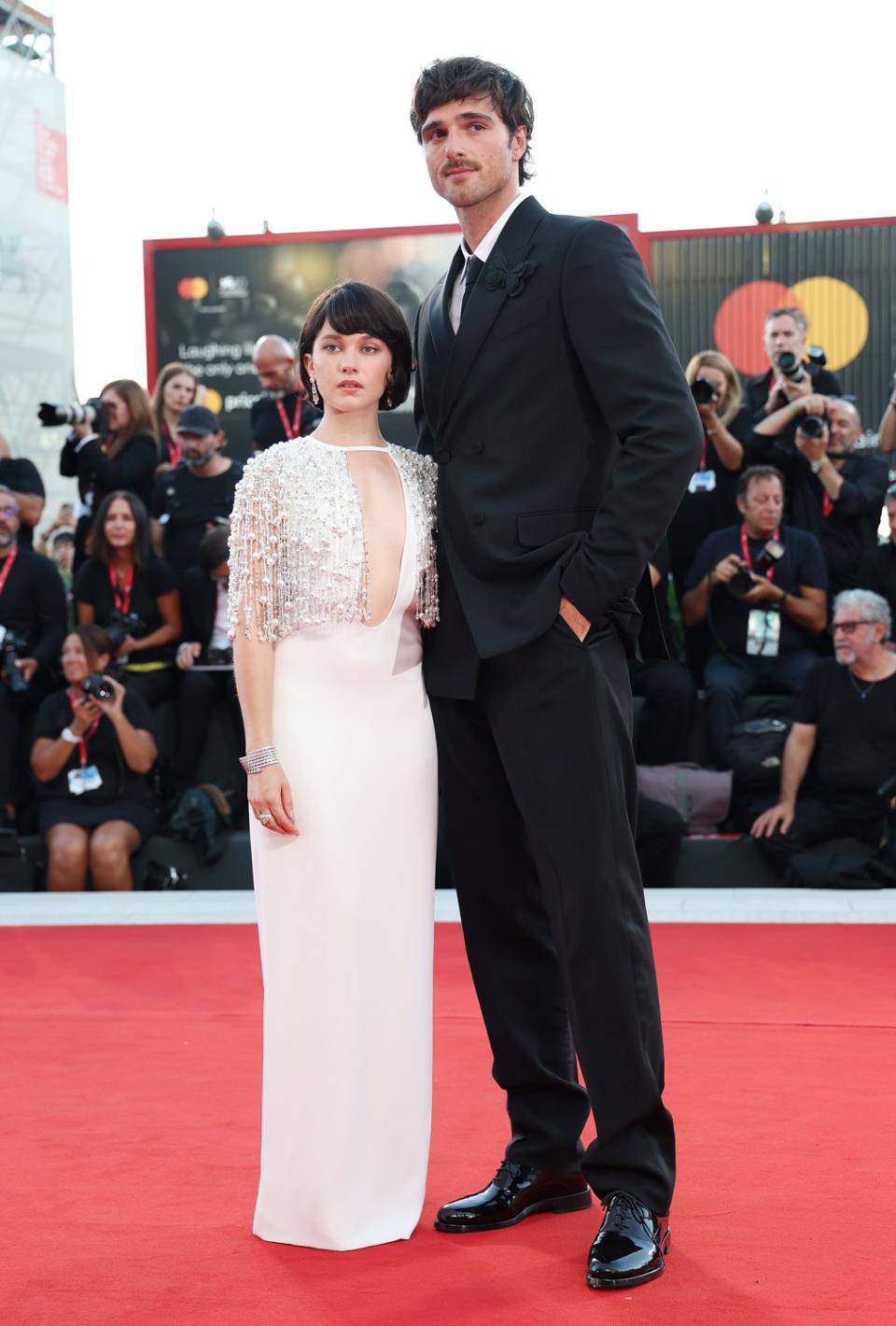 <p>Vittorio Zunino Celotto/Getty</p> Cailee Spaeny and Jacob Elordi at the Venice International Film Festival on Sept. 4, 2023