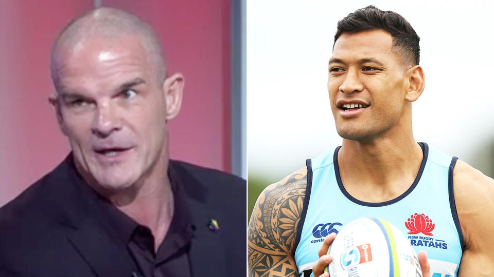 Ian Roberts (pictured left) and Israel Folau (pictured right). (Images: Channel Nine/Getty Images)