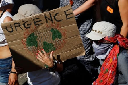 G7 opponents attend a protest in Hendaye