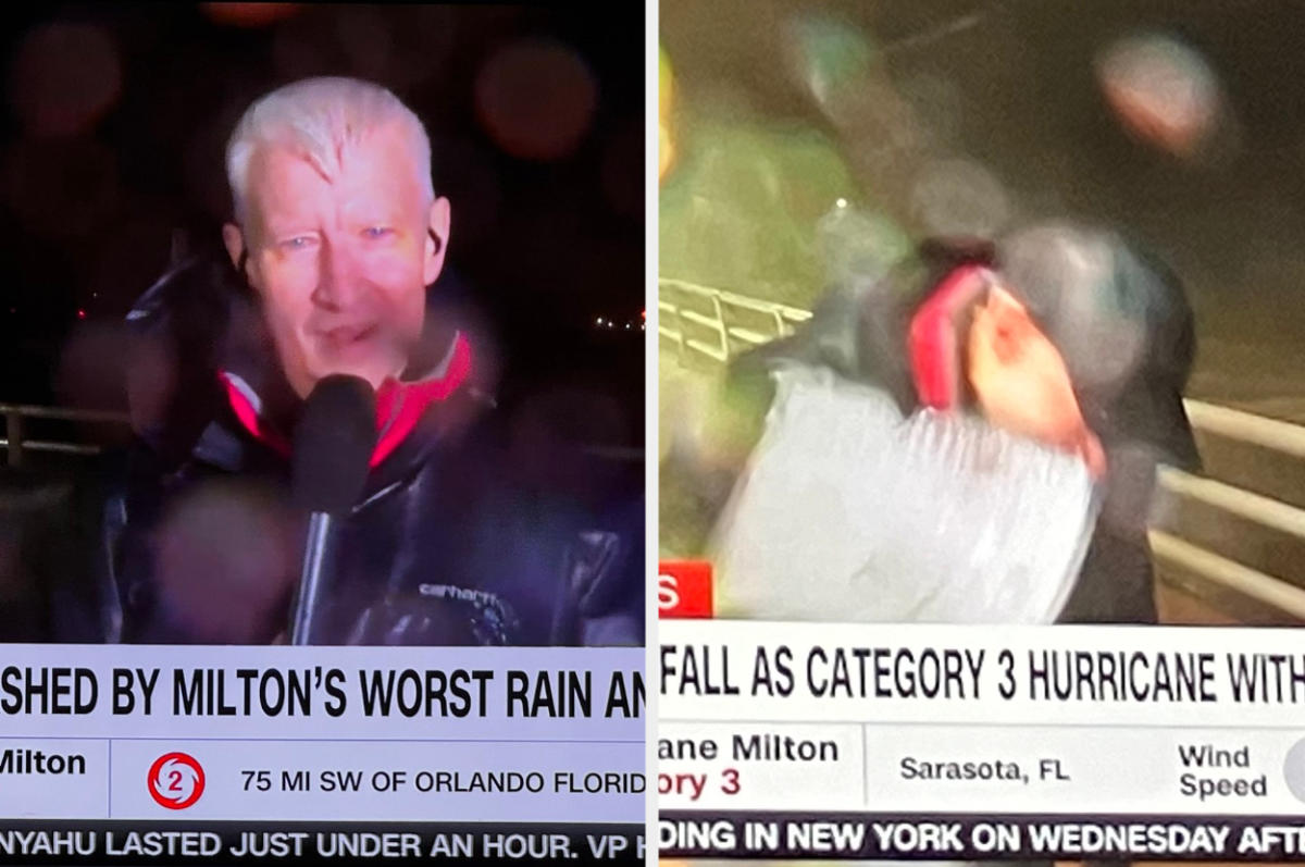 The Internet is losing it over Anderson Cooper battling Hurricane Milton